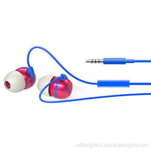 Hot Pink Color Stereo Sound Quality Earphones for Mobile Phones, 3mW Rated Power